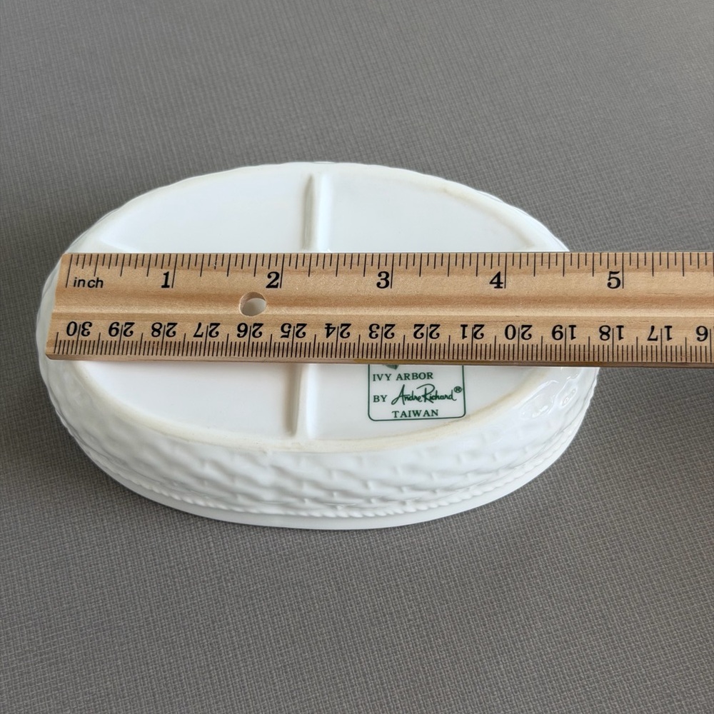 Vintage Andre Richard Ivy Arbor White Ceramic Bar Soap & Trinket Dish Holder - Picture 9 of 10
